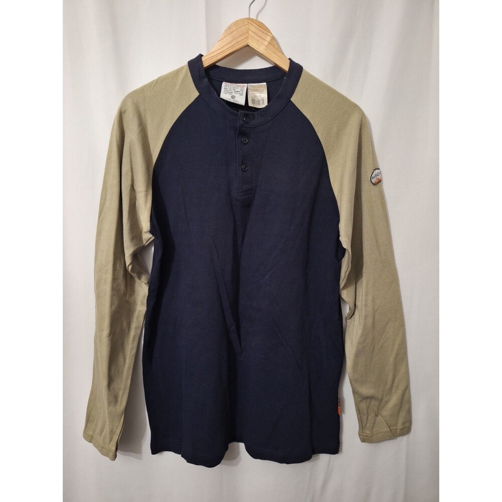 Rasco FR Flame Resistant Henley Work Shirt Thick Cotton LS Men's Sz M NFPA CAT2